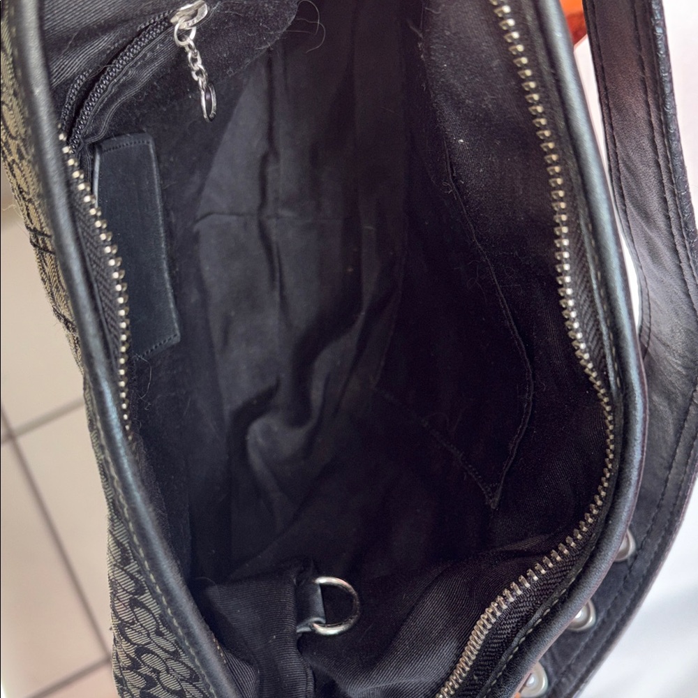 Coach Soho Shoulder Bag mini C monogram black/grey/black leather trim hobo bag - Picture 14 of 16
